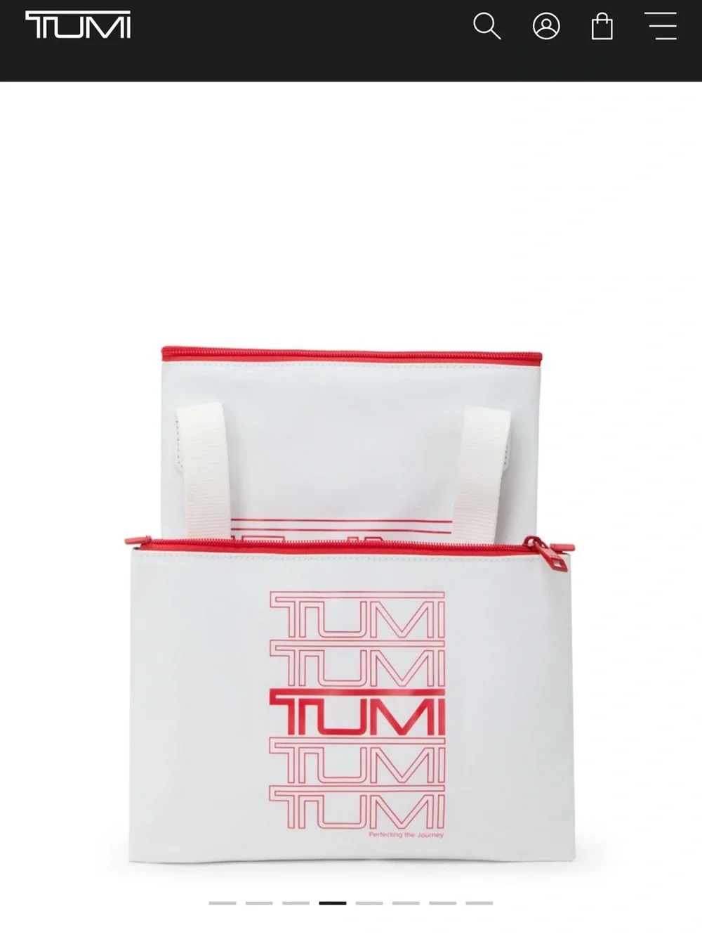 Tumi White Tote with Red Logo and Trim - Picture 3 of 5